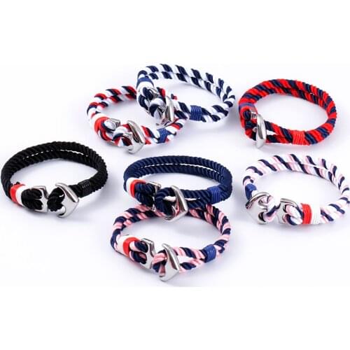 Eif Dock Silver Color Anchor Bracelet Men Women Titanium Steel Rope Chain Bracelet Sporty Bracelet For Men Women Party Jewelry