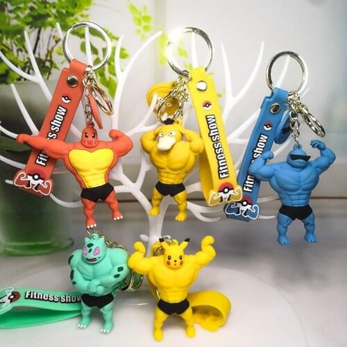 5 Kinds Pokemon Funny Muscles Keychain Dolls Toy Pokemon Pikachu Kawaii Action Figure Anime Figure Pokemon Anime Keychain