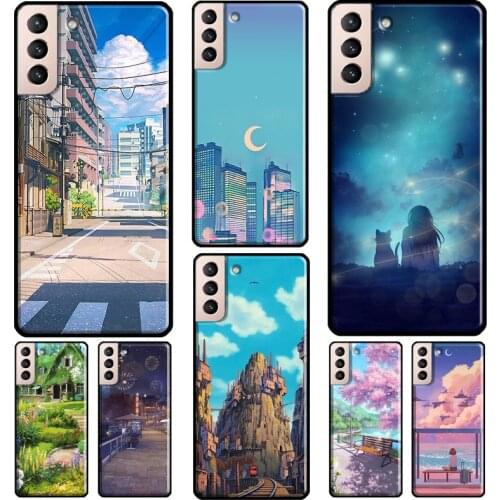 Anime Scenery Phone Case For Samsung Galaxy S21 S20 Ultra Note 20 Note 10 S8 S9 S10 Plus S20 FE Coque