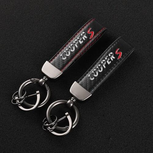 For mini Cooper s R56 R55 R60 R61 F54 F55 F56 F57 F60 Cooper Car Carbon fiber Leather Car KeyChain Custom sports Key Rings gift