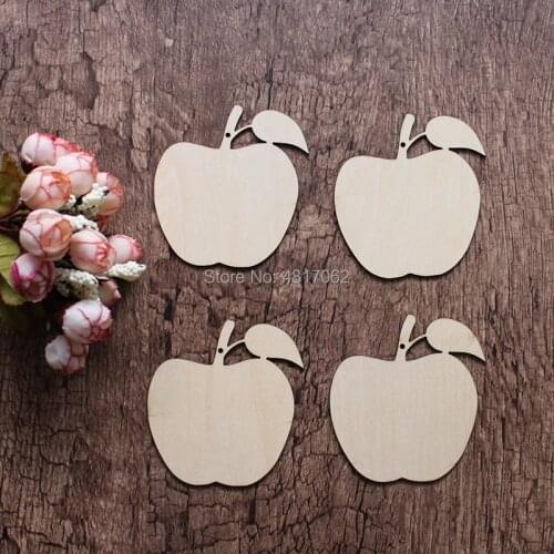 Apple Shape Plywood, Wooden Openwork Shape, Gift Tag Ornament, Easter Label Ornament