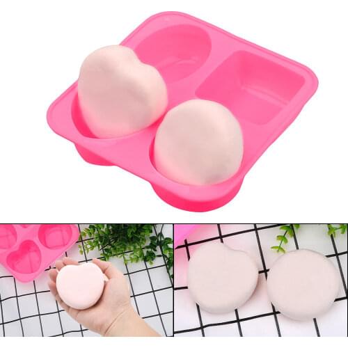 Round Oval Heart Square Shape Handmade Soap Mold 4 Cavity Soap Making Portable Unique Soap Making Tools Silicone Soap Molds
