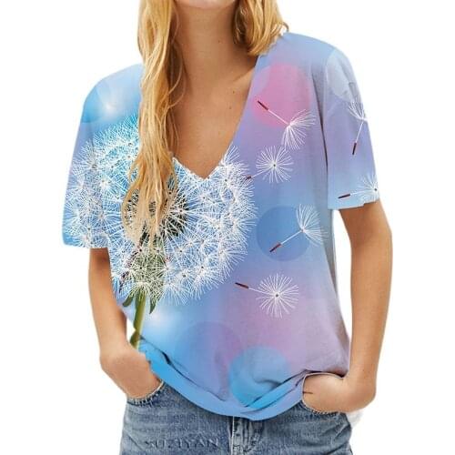 Womens Clothing Dandelion Sky Printing Female T-shirt 3d Harajuku Fashion Ladies Casual Tops Summer Street Short Sleeve Tshirts