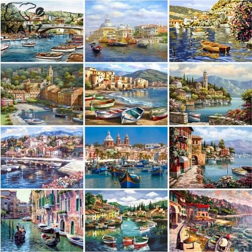 Venice Town Customs Diamond Painting Embroidery Crossing Diy Sail Mosaic Art Gift Landscape Cross Stitch Home Decoration