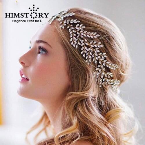 HIMSTORY Rhinestone Crystal Handmade Hairpieces Hairband Royal Princess Bridal Wedding Dressing Crown Accessory Hair Jewelry