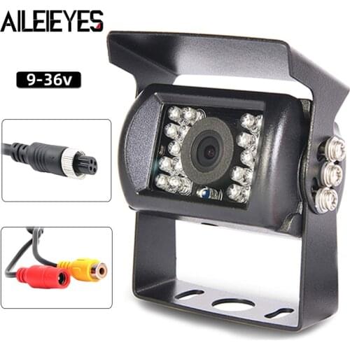 12V/24V Truck Backup Camera 4Pin AV Extension Cable LED IR Night Vision Vehicle Rear View Camera For Trailer/Bus/Van/Pickups/RV