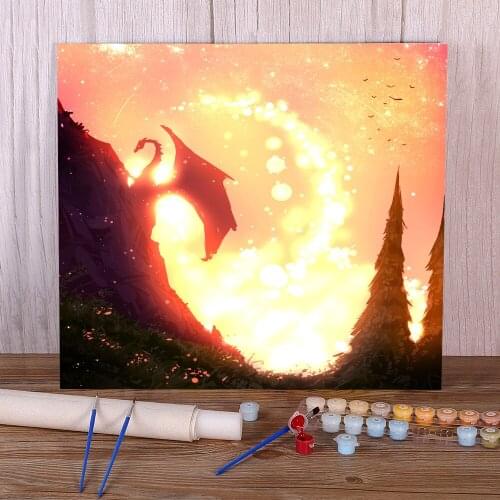 Scenery Dragon DIY Paint By Numbers Set Acrylic Paints 40*50 Paiting By Numbers Home Decoration Crafts For Adults Wholesale