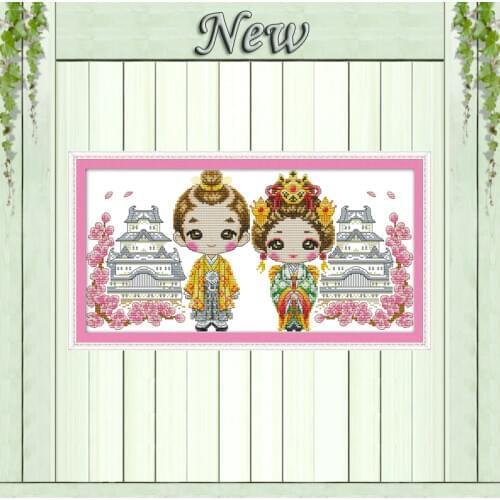 The beauty of kimono wedding cartoon painting counted print on canvas DMC 14CT 11CT Cross Stitch Needlework Sets Embroidery kits