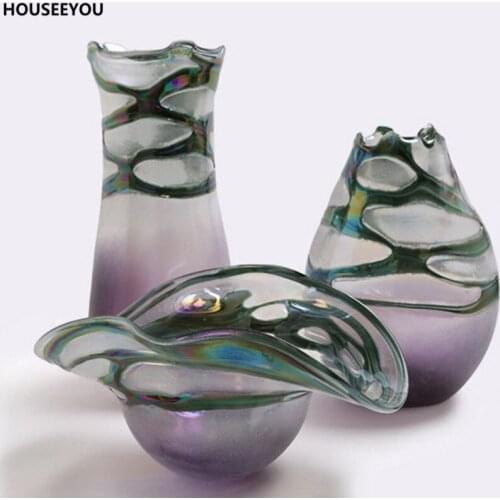Modern European Creative Crystal Glass Flower Vases Gradient Grinding Romantic Decorative Vase Wedding Home Decoration Ornaments