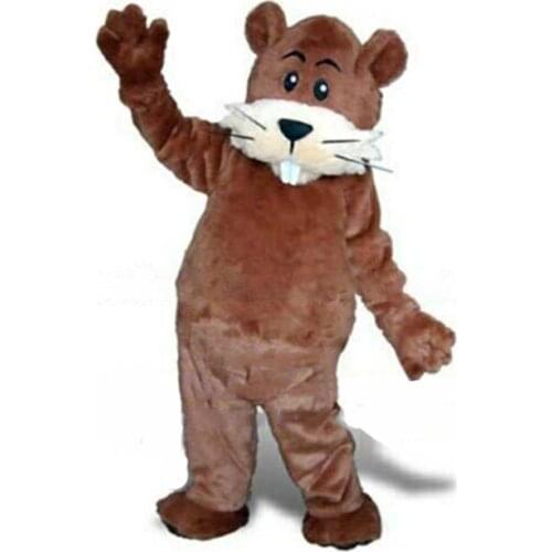 Cute Groundhog Fursuit Furry Suit Cartoon Brown Mascot Costume Animal Cosplay Fancy Dress Party for Halloween and Christmas