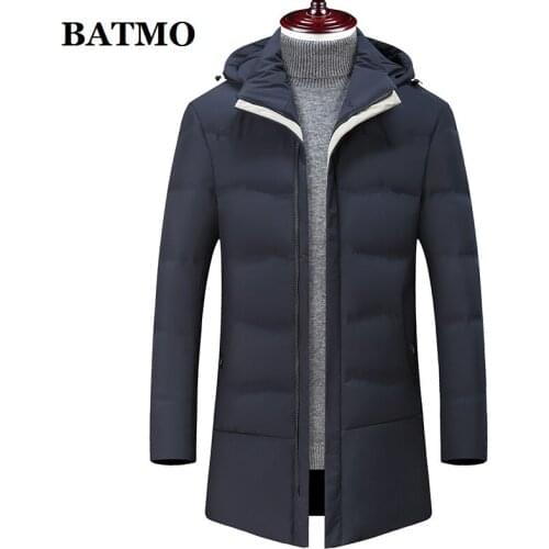 BATMO 2019 new arrival winter high quality 80% white duck down hooded jackets men,mens blue hooded jackets,plus-size M-7XL 2095