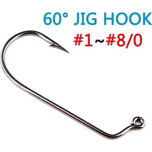 [100PCS] Hight Carbon Steel 60 Degree Jig Hook Fishing Hooks 32786 Size #1 #1/0 #2/0 #3/0 #4/0 #5/0 #6/0 #7/0 #8/0
