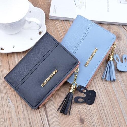 2020 New Fashion Korean Wallet Short walet for women Student girl Zipper coin purse Tassel Money Card Bag kawaii wallets clutch