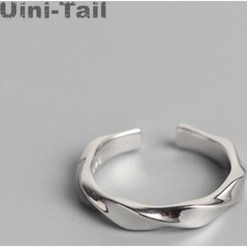 Uini-Tail 2019 new listing 925 sterling silver fashion personality temperament twisted wave ring simple dynamic trend ring ED487