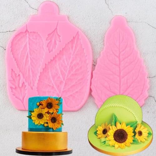 Sunflower Daisy Leaves Silicone Molds DIY Cake Border Fondant Mold Cake Decorating Tools Cupcake Candy Chocolate Gumpaste Moulds