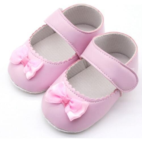 Baby Girls Toddler Infant Spring Soft Sole Non-Slip PU Princess Casual Shoes with Bowknot 0-18M