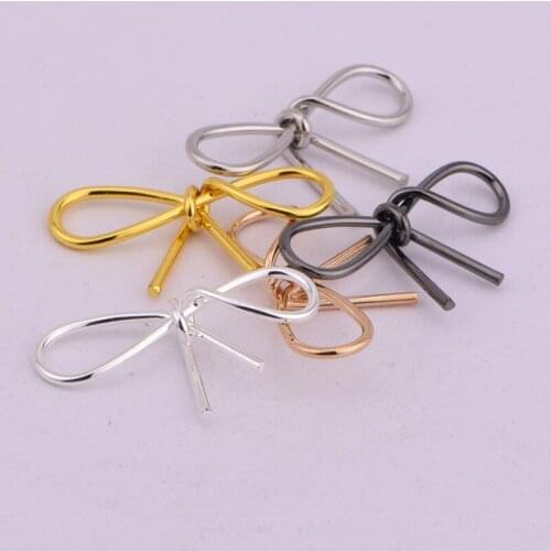 25 * 14mm simple round copper wire hand-made bow pendant diy girl headband material brass jewelry accessories