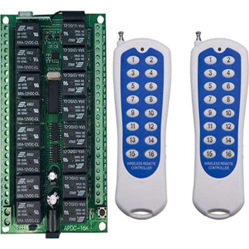 DC 12V 24V 16 Channels 16CH RF Wireless Remote Control Switch Remote Control System receiver transmitter 16CH Relay 315/433 MHz