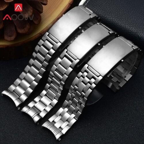 18mm 20mm Solid Stainless Steel Strap Curved End Folding Buckle Men Metal Replacement Watch Band Bracelet for Omega Seamaster