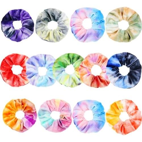 Wholesale Big Size Korea Velvet Hair Rainbow Scrunchie Elastic Hair Bands Women Girls Headwear Ponytail Holder Hair Accessories