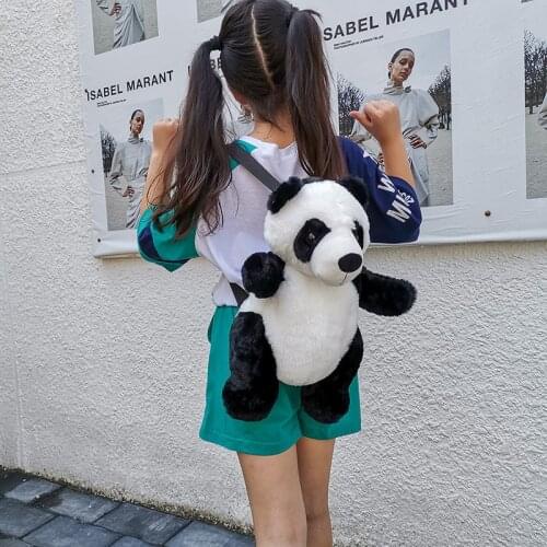 Korean Style Childrens Bags New Style Backpack Cute Panda Small Backpack Fashion Boys and Girls Cartoon Plush Bag