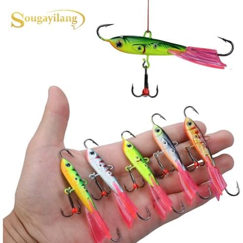 Sougayilang 5PCS/Lot Winter Ice Fishing Lure 8cm 19.6g Exposed Hook Jigs Bait Fishing Hooks Artificial Bait Fishing Tackle Pesca