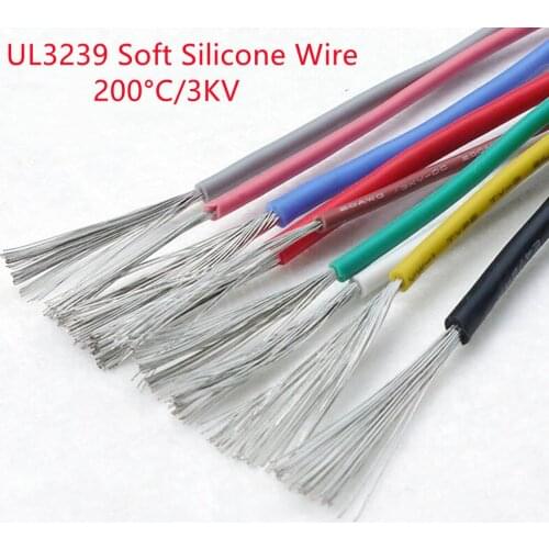 UL3239 3KV High Voltage Extra Soft Silicone Wire High Temperature Stranded Tinned Copper Cable 14A 16 18 20 22 24 26 28 30AWG