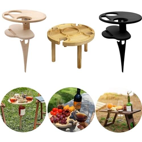 Outdoor Wooden Folding Picnic Table 2 In 1with Wine Glass Holder Portable Picnic-table for Outdoor Camping Travel Wedding Party