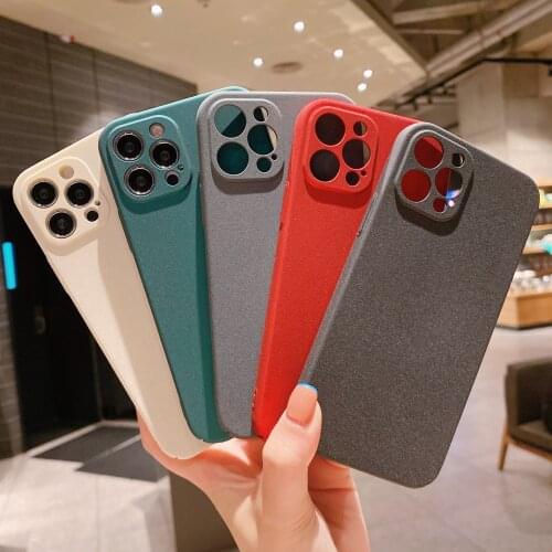 Ultra Thin Hard Matte Sandstone Phone Case For iPhone 11 12 Pro Max Mini XS XR X 7 8 Plus SE 2020 Camera Protection Bumper Cover