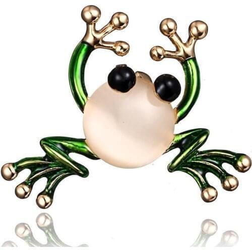 European and American fashion frog animal badge brooch jewelry pearl oil drop enamel corsage Frog brooch clothing accessories