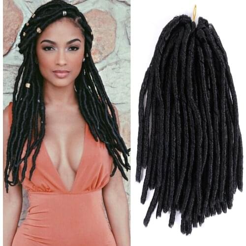 Crochet Hair Pre Stretched Synthetic Dreadlocks Faux Locs Braiding Hair Extensions Braids 14 Inch Ombre Color For Women Black
