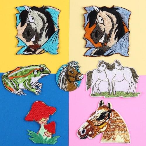 High-quality Fine Horse Animal frog mushroom Patches wholesale Appliques Iron On Clothes Jeans Badges Clothing accessories