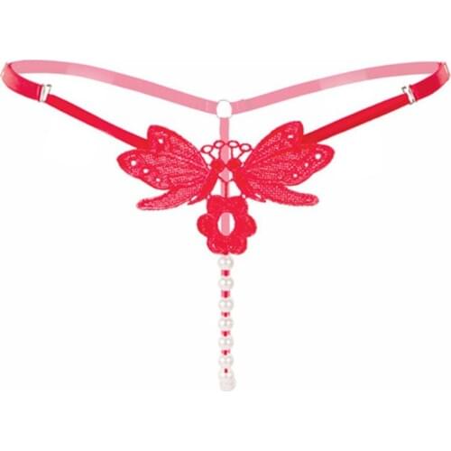 Pearl Sexy Thong Mesh G String Hollow Out Panties Ladies Temptation Tanga Lace Women Underwear