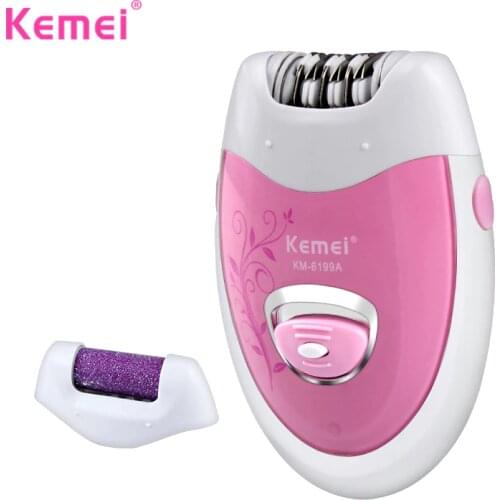 Kemei 6199A Women Rechargeable Electric Shave ladys Epilator Grinding Feet Device Bikini Trimmer Professional Female Care