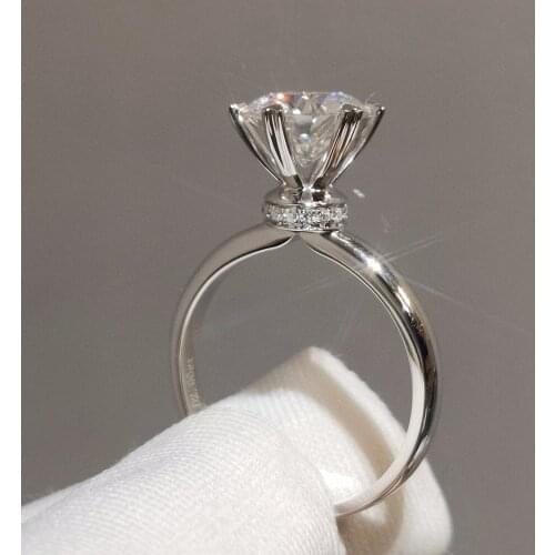 DIWENFU Natural 2 Carat White Natural diamond Gemstone Bizuteria Real S925 Sterling Silver Ring for Women Silver 925 Jewelry