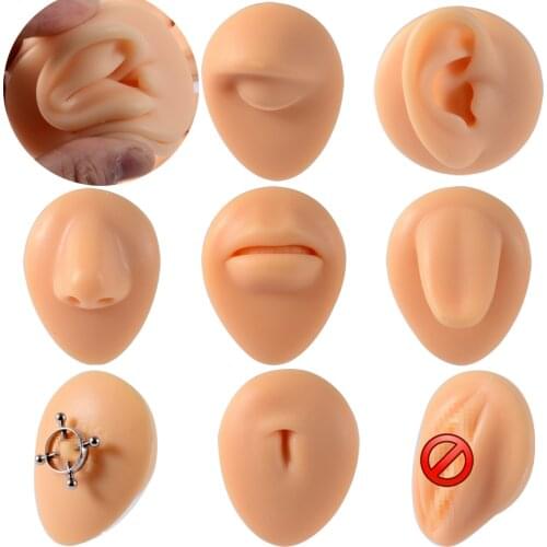 1 Pieces Silicone Ear Nose Model Professional Practice Piercings Tools 1:1 Body Jewelry Piercing Earrings Ear Studs Display