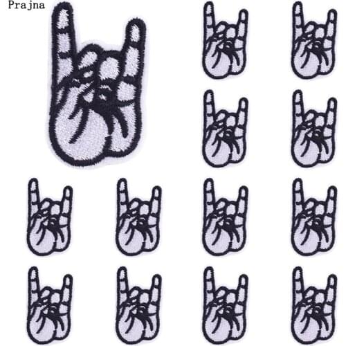 Prajna 10PCS Finger Embroidered Patches For Clothing Thermoadhesive Patches Rock Band Applique Iron On Patches On Clothes DIY
