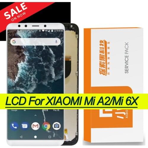 100% Original 5.99'' LCD With Frame for Xiaomi Mi A2 MIA2/Mi 6X LCD Display Touch Screen Digiziter Assembly Repair Parts