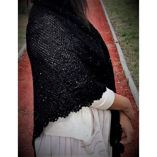 %100 Hand Made Woman Soft Scarf Wrap %85 wool winter protect from cold unique black fashion traditional unique