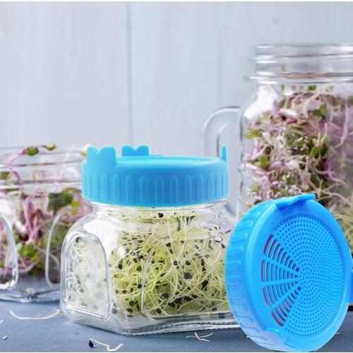 2pcs Grow Bean Sprouts Alfalfa Salad Sprouts Lids Plastic Jar Seed Sprouting Planting Lids