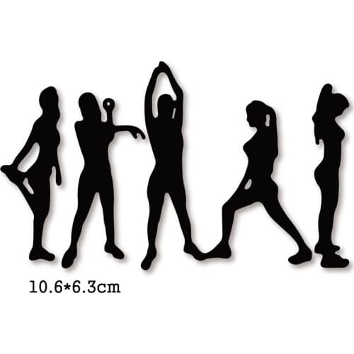 5 Pcs Lady Women Warm Up Sport 2020 New Metal Cutting Dies for DIY Scrapbooking Album Paper Cards Decor Crafts Embossing Die Cut