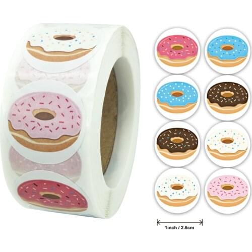 8 Designs Stylish Donut Stickers Delicious Looking Handmade labels stickers for Cake bread baking Burger kid Stationery Stickers