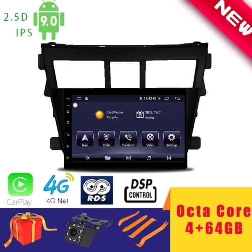 9" Android 10.0 Car Multimedia Player GPS Stereo for Toyota VIOS 2007-13 Navigation Head Unit Octa Core DSP 2.5D+IPS 4G Carplay