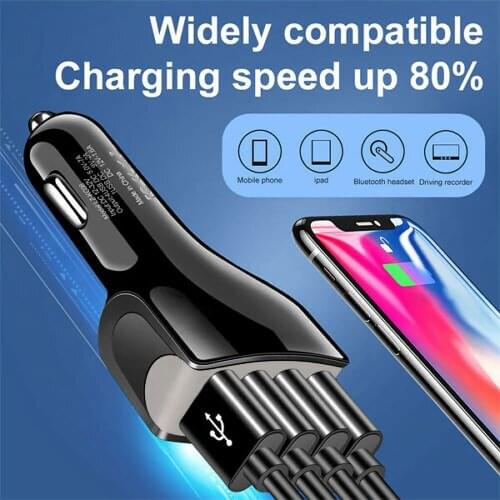4-port USB C Car Charger,Super Fast Charging PPS PD 65W/45W/30W/20W QC4+ 18W for Xiaomi Laptop IPhone12 Samsung Galaxy