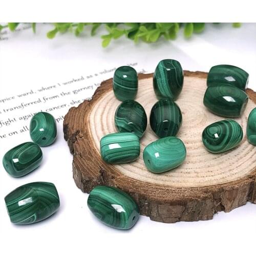 1pc Natural Stone Malachite Buddha Drum shape Loose Beads Green Round Single Bead for Bracelets Making DIY Jewelry Accessories