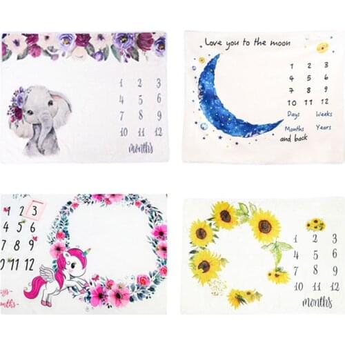 Baby Blanket Soft Flannel Photography Baby Monthly Blanket Milestone Photo Newborn Children Cartoon Sleeping Cloth Bath Crawling