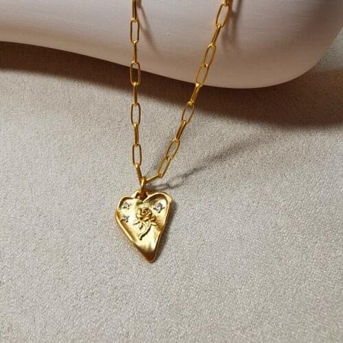 European and American high love pendant micro inlaid zirconium sweater chain collarbone necklace