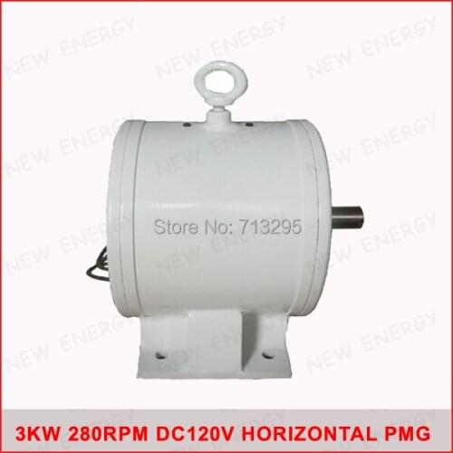 3KW 280RPM 120VDC Low Rpm Horizontal Wind & Hydro Alternator/ Permanent Magnet Water Power Dynamotor Hydro Turbine