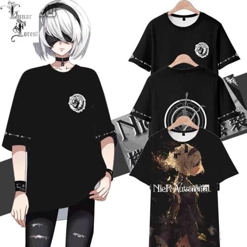 Game NieR:Automata 3D Printing T-shirt Summer Fashion Round Neck Short Sleeve Popular Streetwear Plus Size