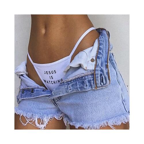 JESUS IS WATCHING Cheeky Bandage Briefs Panties Thongs G-string Underwear Cotton White Panties